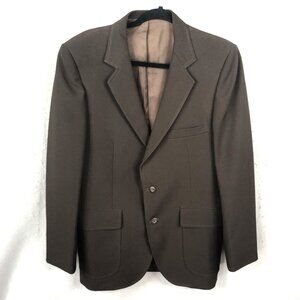 JC Penny Blazer  Mens 40R Brown Polyester Quad Vintage Retro Sport Coat Jacket